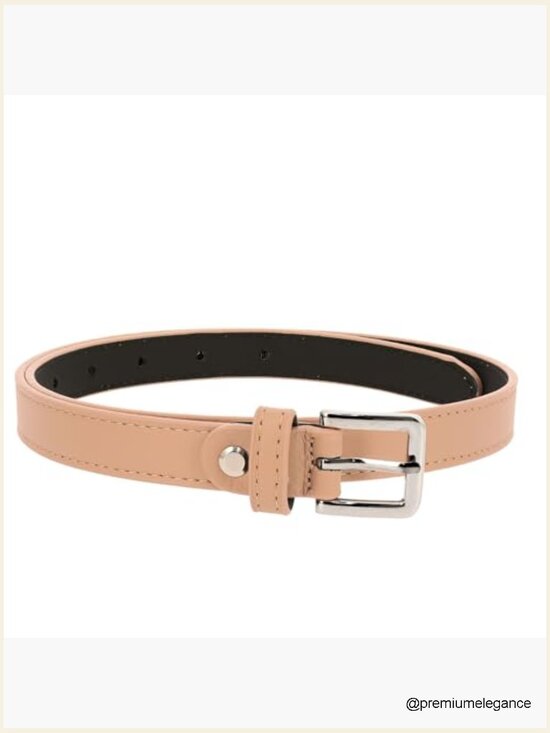 Italian Leather Belt 0.79 inch Wide Square Silver Buckle main image 5